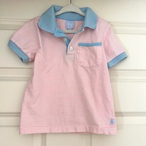 ❤️ Bella Bliss Contrast Trim Pima Polo . Pink stripe and blue
